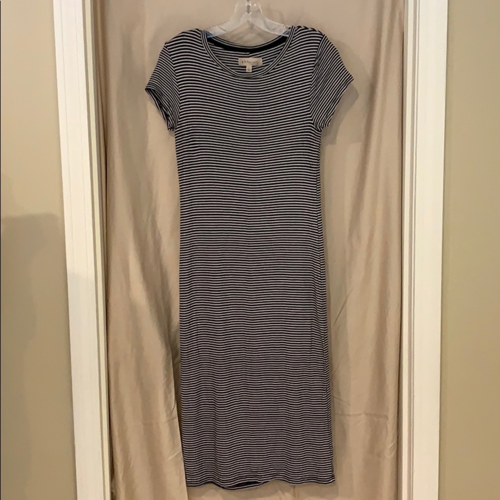 philosophy white and black striped dress